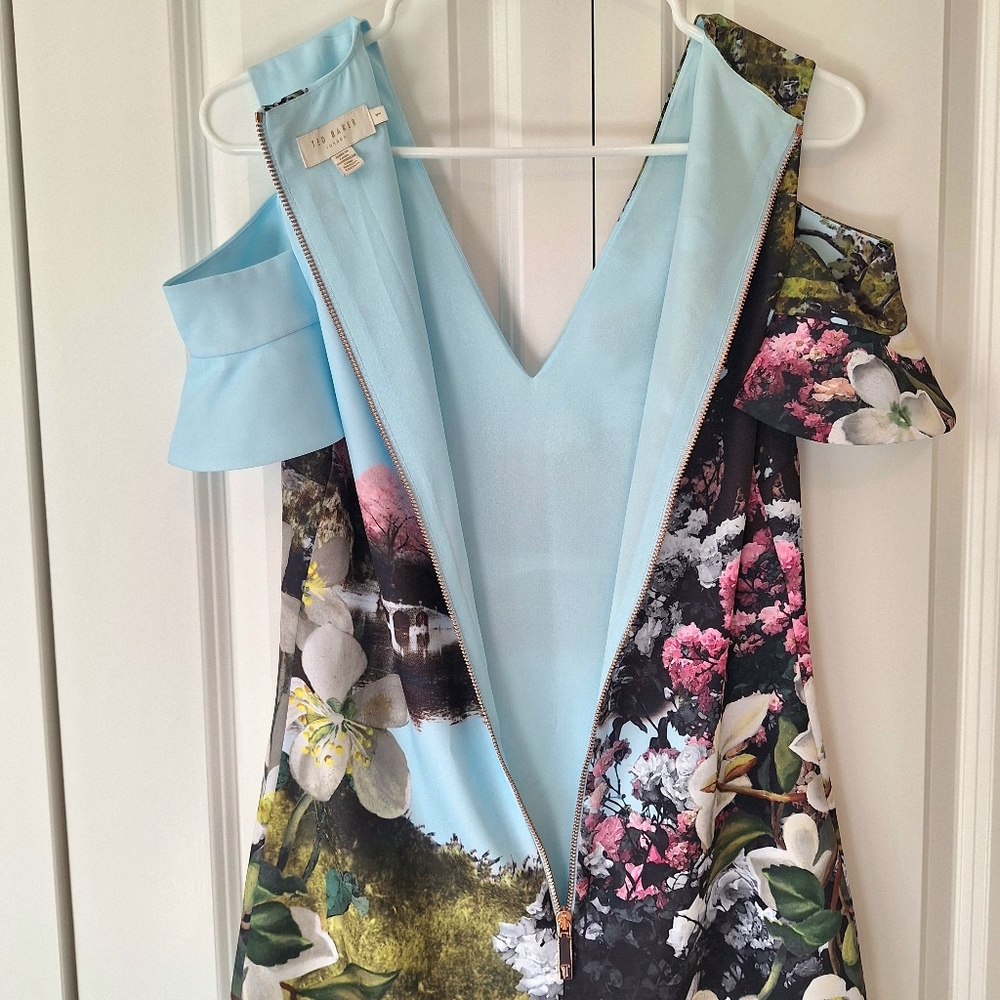 TED BAKER Windermere Blossom Floral Pond Print shift dress Size 1UK, 4 US - Picture 9 of 12
